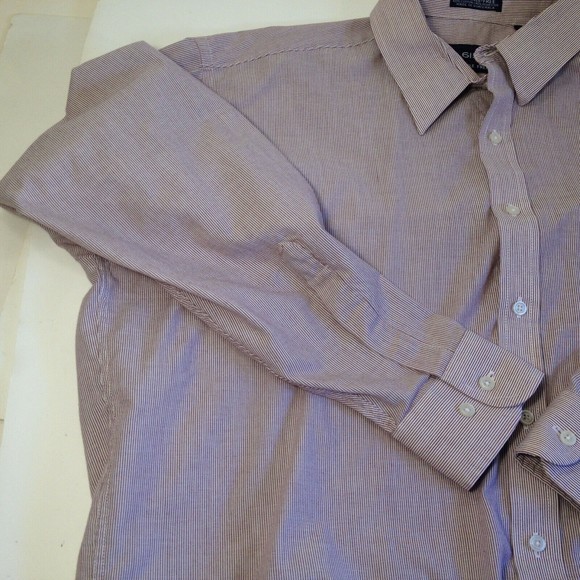 615 Wrinkle Free Brand Long Sleeve Purple/Plum Striped Dress Shirt Sz 17.5 34/35 - Picture 9 of 12